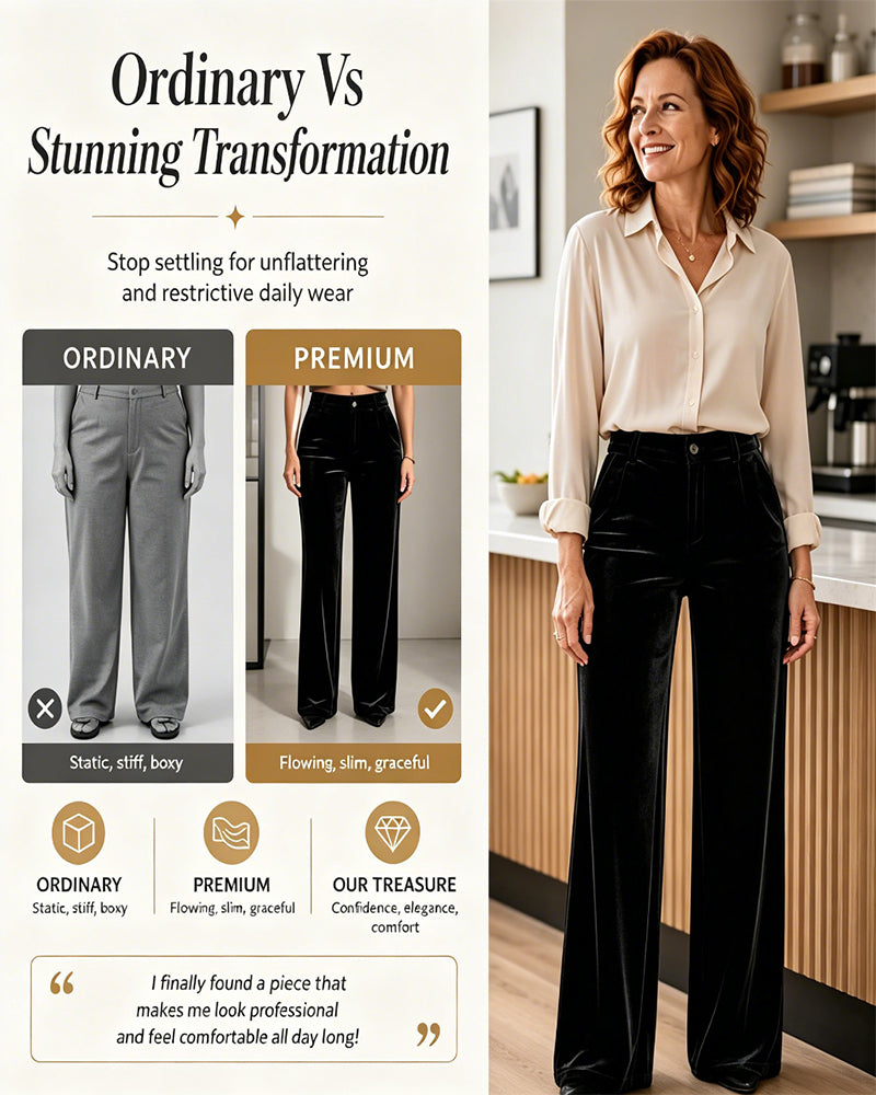 Solid Color Velvet Pocket Long Pants
