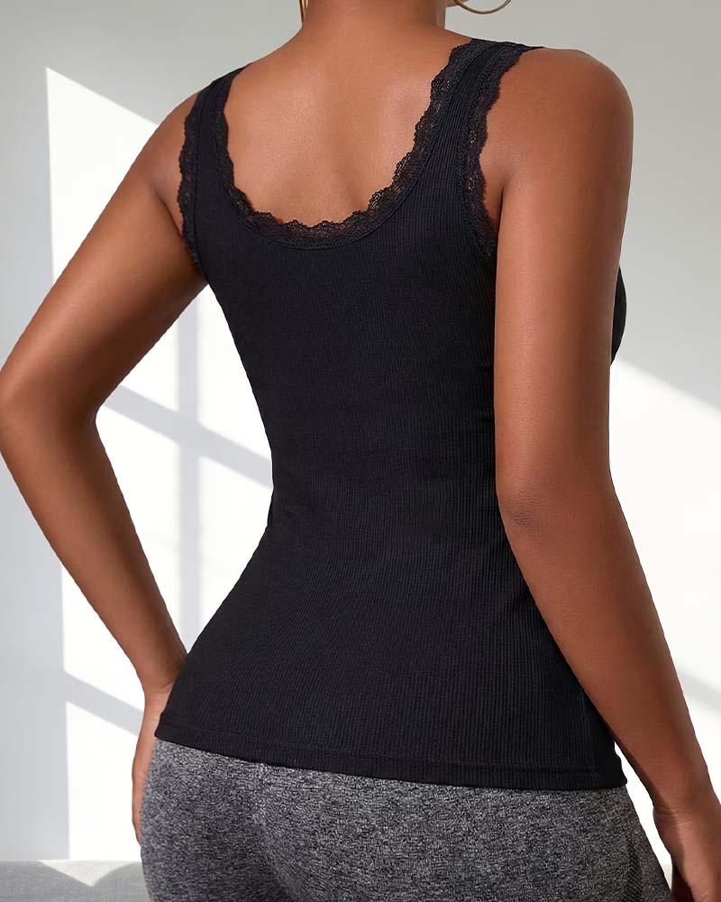 Padded Lace Trim Tank Top