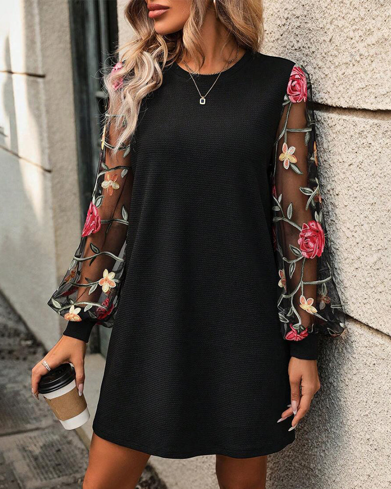 Mesh Embroidery Patchwork Dress
