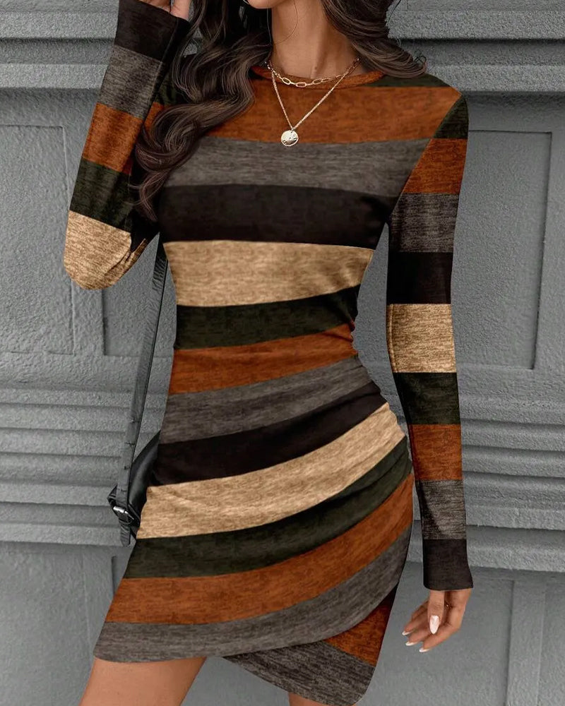 Vintage Stripe Long Sleeve Dress