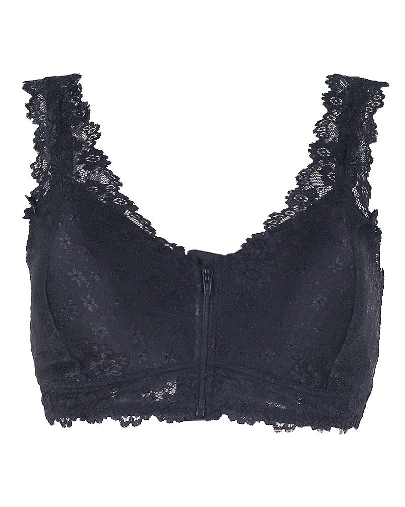 Sexy Lace Front Zipper Bra