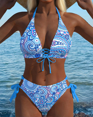 Sexy Halterneck Printed Bikini