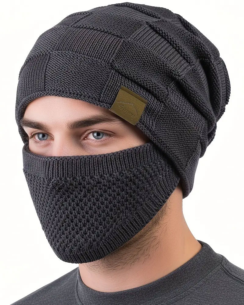 Knitted Hat Mask Set Winter Beanie Face Ear Cover