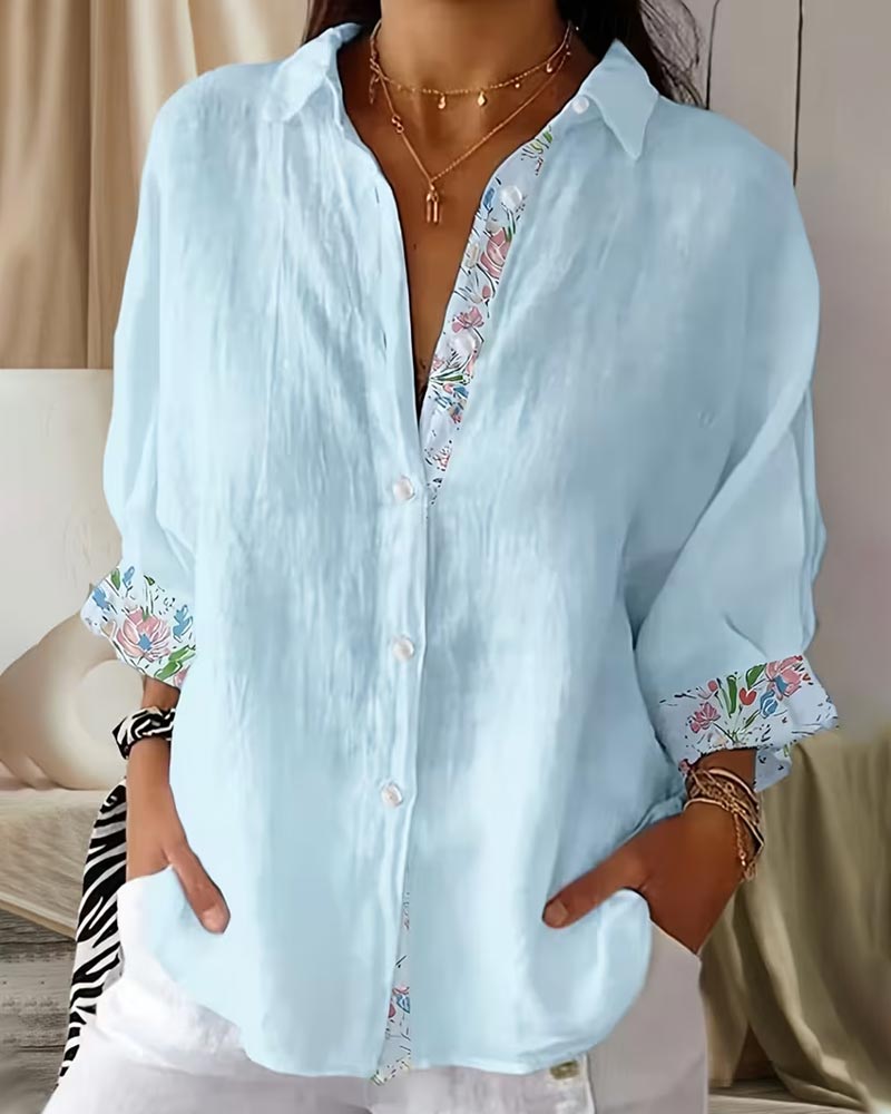 Print Binding Loose Fit Shirt