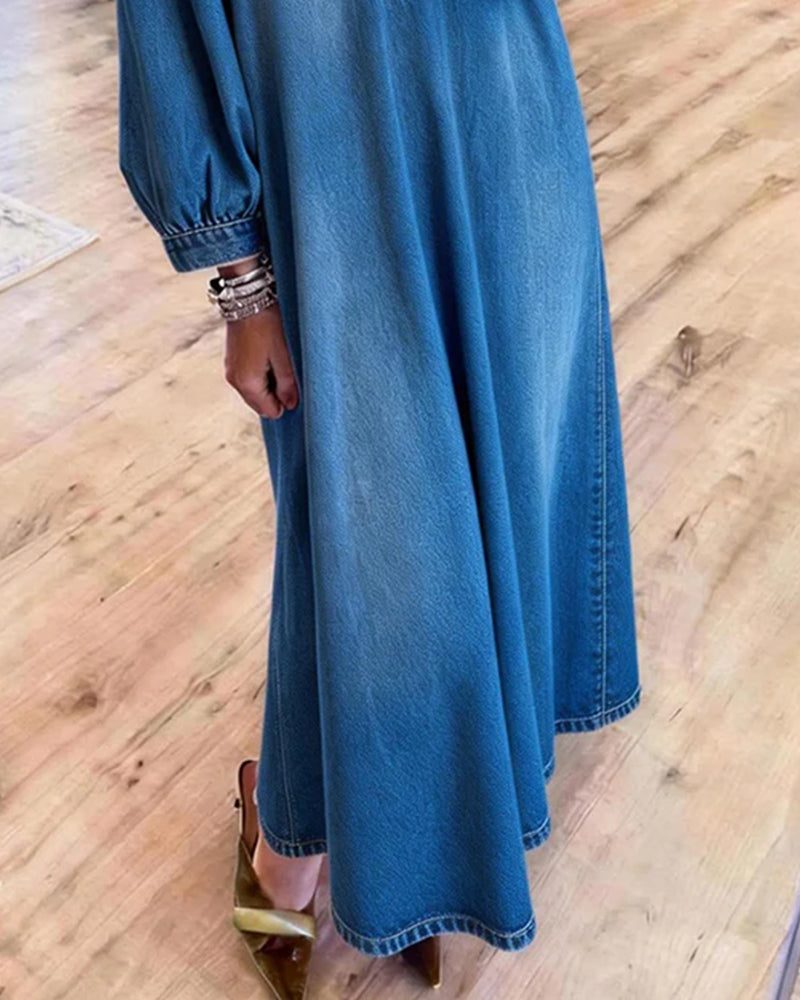Denim Shirt Style Maxi Dress