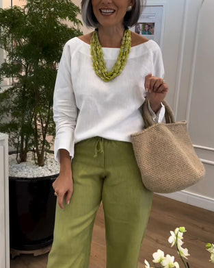 Aumora Round-neck Solid-color Long-sleeved Simple Top