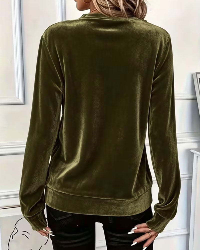 Velvet Half-Zip Elegant Top
