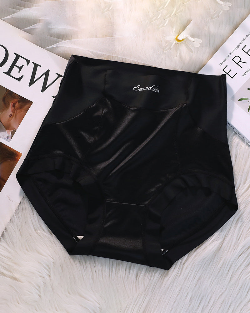 Women's High Waist Ice Silk Satin Seamless Sexy Hip Lift Tummy Control Panties