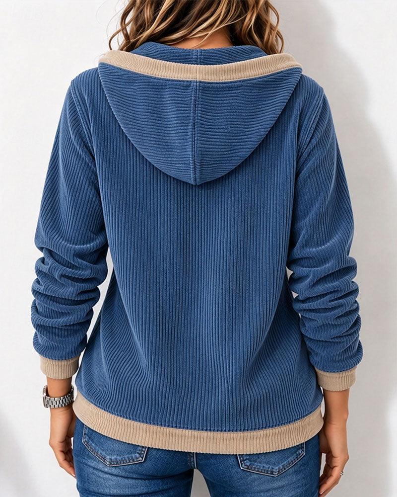 Corduroy Tie Hooded Sweatshirt