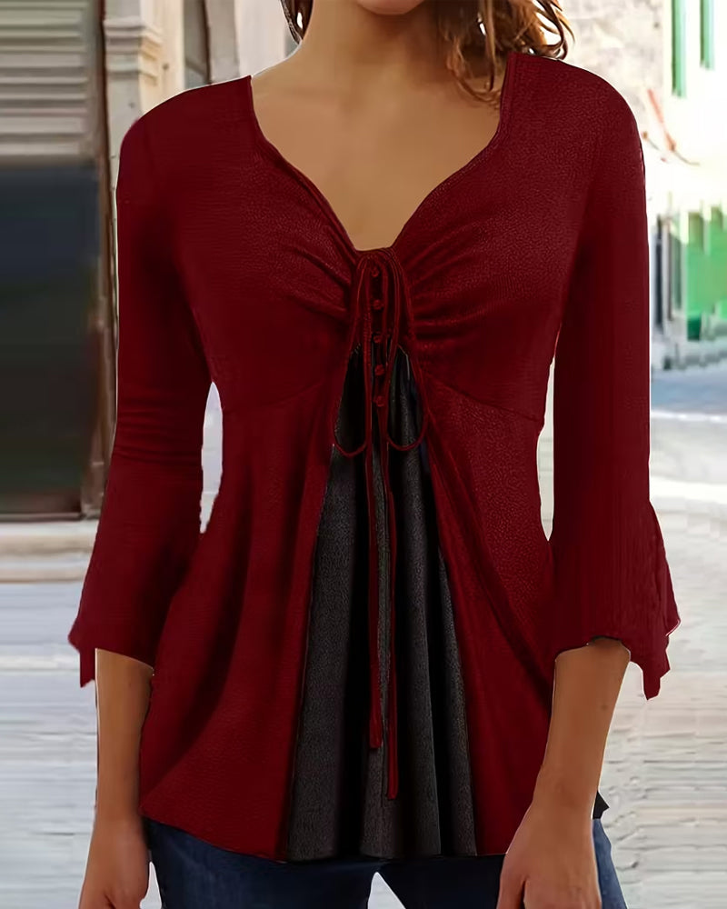 Bow-Tie Bell-Sleeve Top