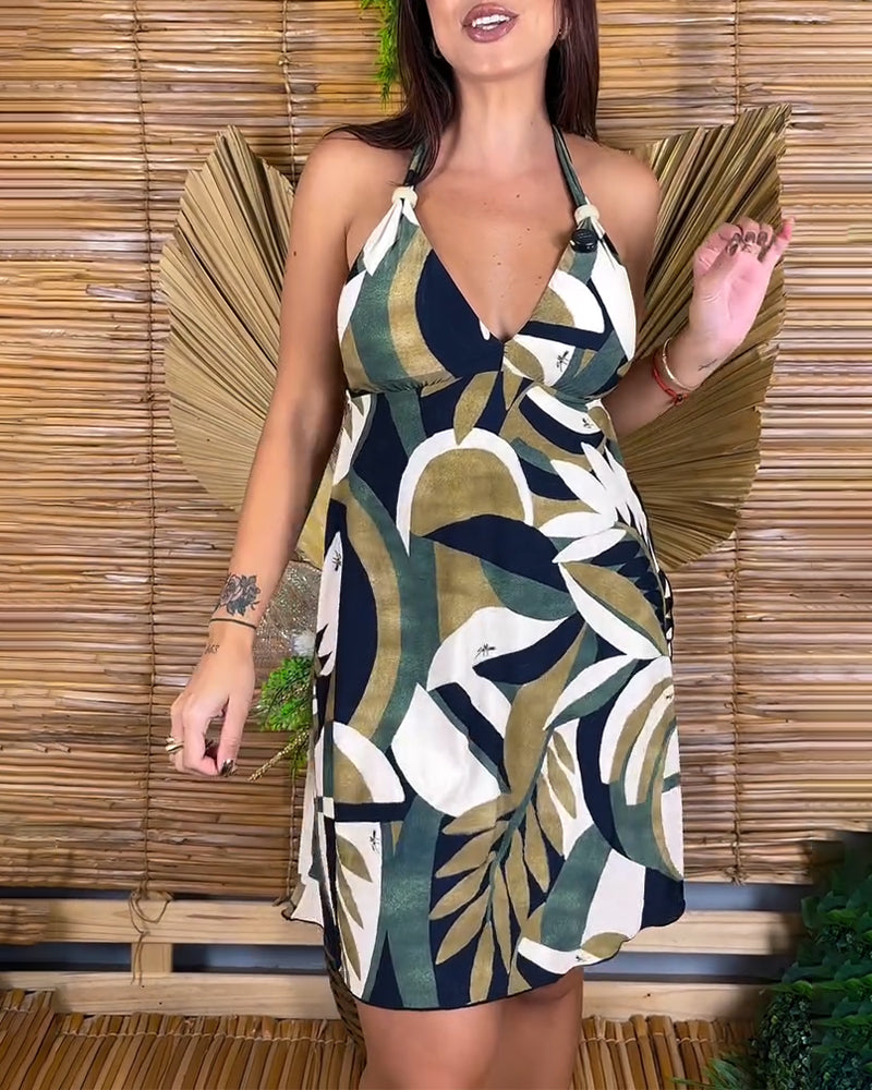 Halter-Neck Printed Two-Piece Tankinis