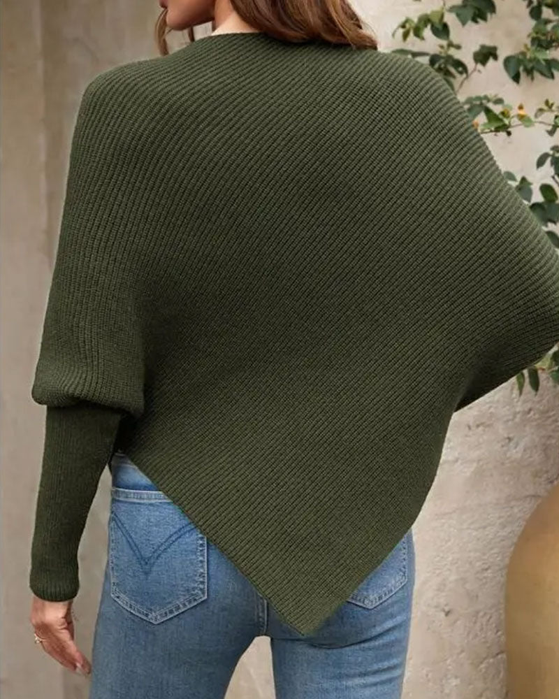 Stylish Floral Irregular Pullover