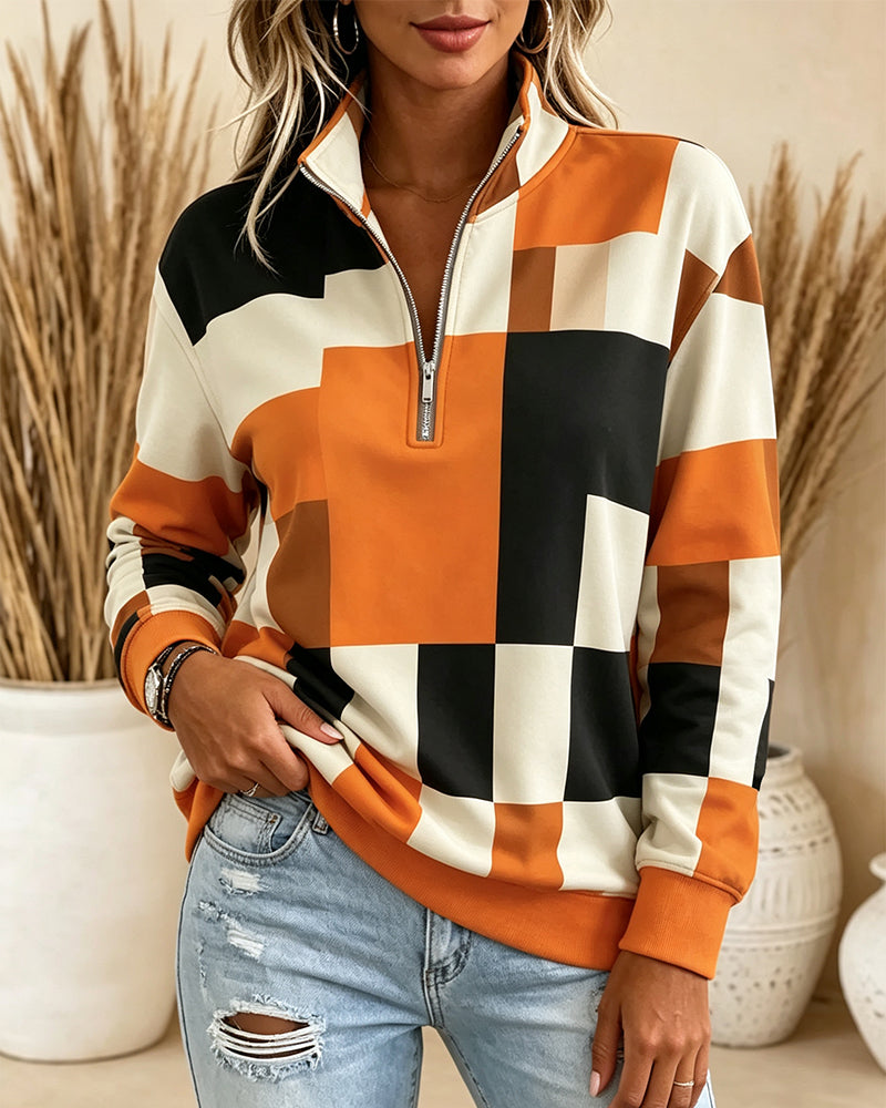 Long Sleeve Stand Collar Sweatshirt