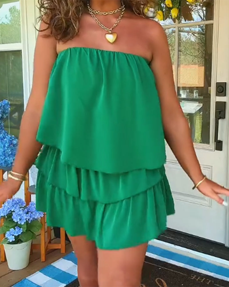 Strapless Double Layer Romper