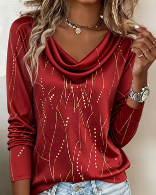 Cowl Neck Fashion Printed Top