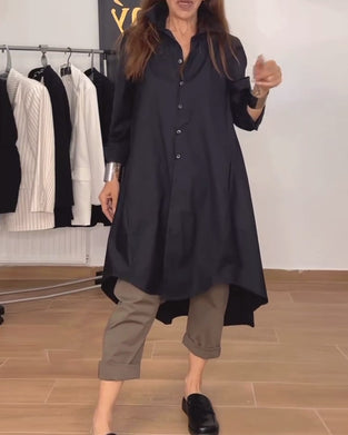 Lapel irregular button loose shirt