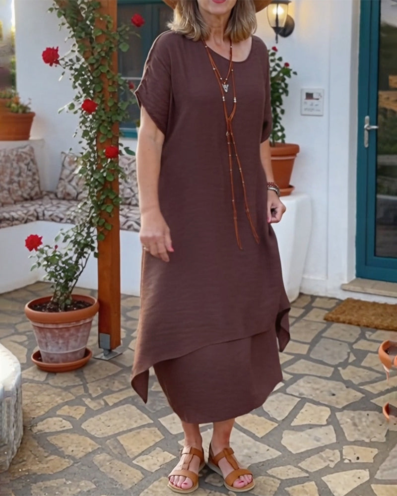 Crew Neck Loose Casual Dress