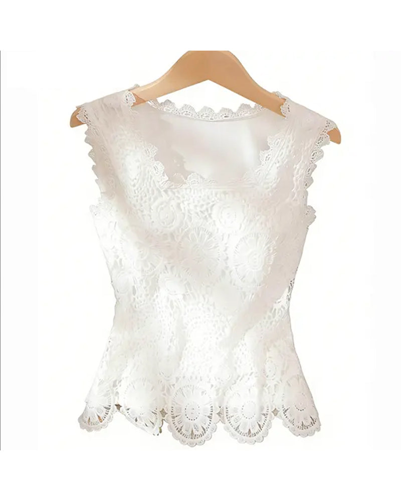Water-Soluble Lace Sleeveless Tank Top