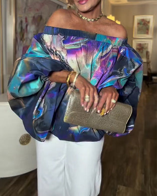 Fashionable Tie-Dye Off-Shoulder Blouse