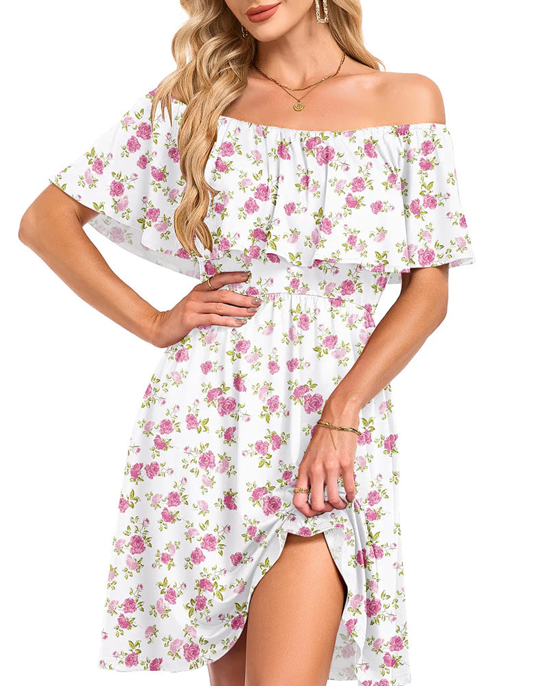 Floral Off-Shoulder Midi Dress