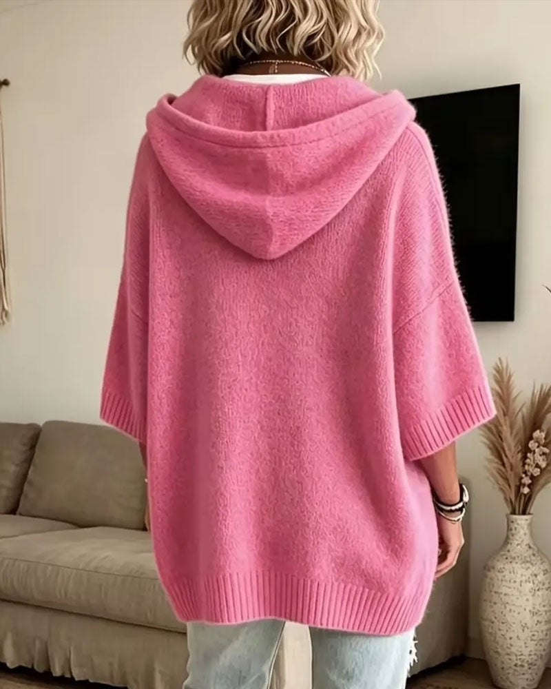 Hooded Relaxed Stylish Knit Pullover