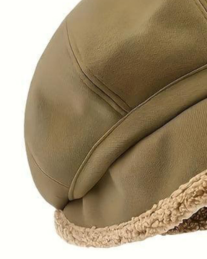 Women's Solid Color Plush Fisherman's Warm Hat