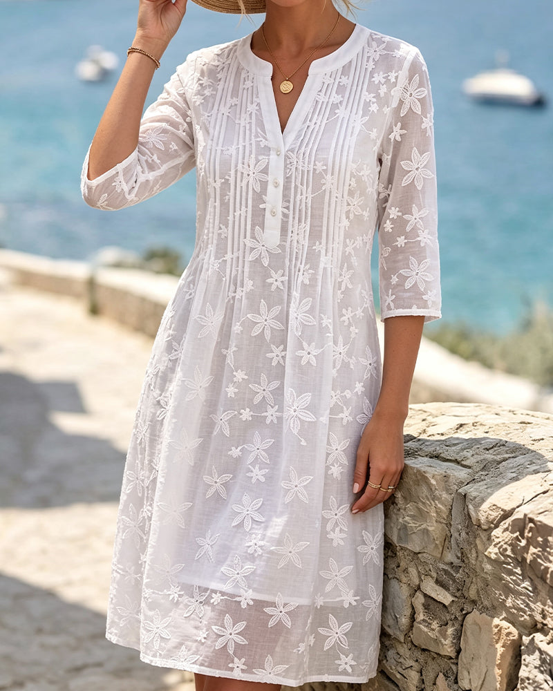 V-Neck Solid Color Dress