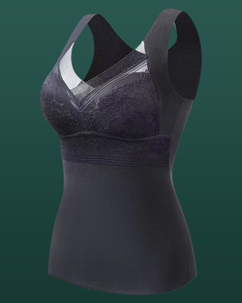 Lace Thermal Vest With Chest Pad Underwear