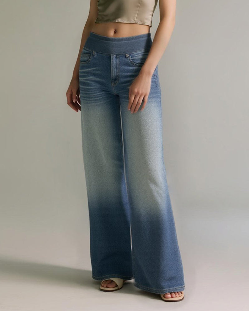 High-Waisted Washed Loose Baggy Casual Denim