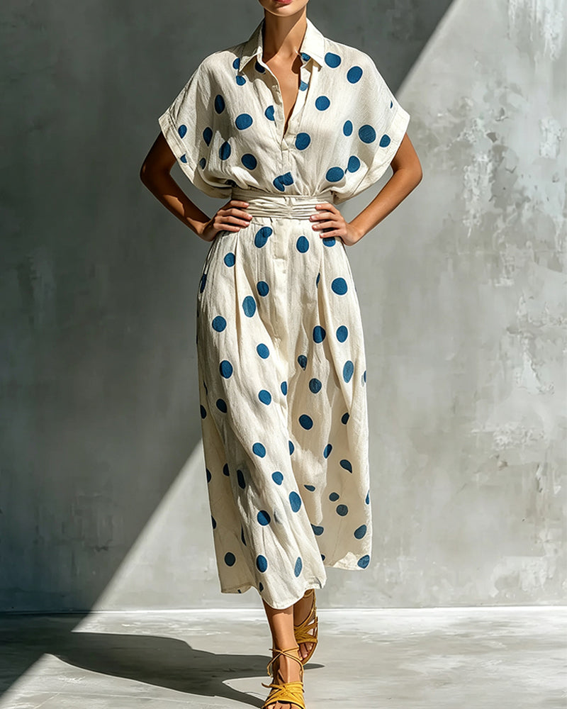 Casual Polka Dot Midi Dress