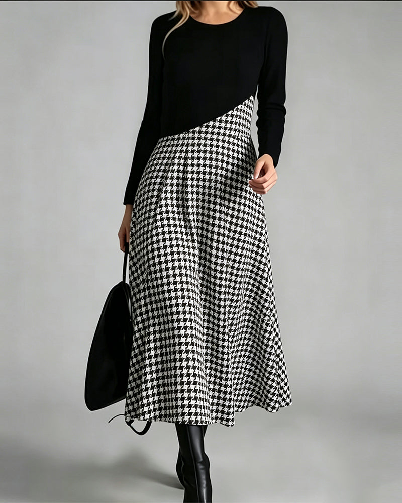 Patchwork Long Sleeve Dress