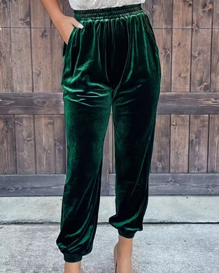 High-Waisted Solid Color Jogger Pants