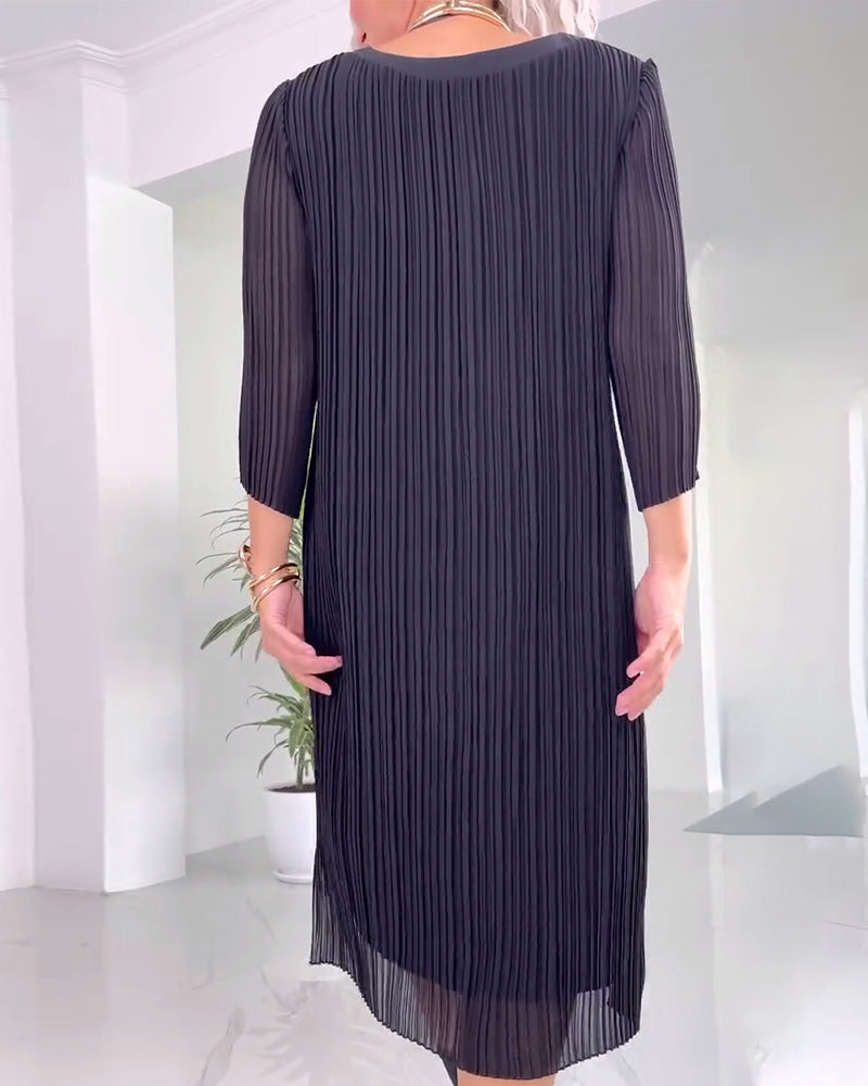 Solid color slit casual dress