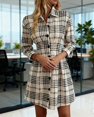 Casual Button-Down Plaid Dress