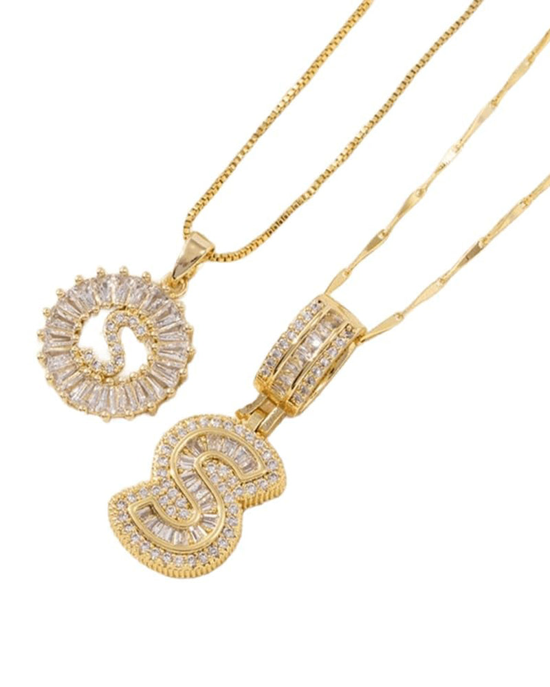 Initial Letter Pendant Necklaces -2 Pack