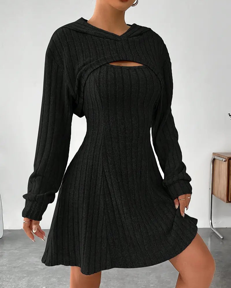 Hoodie Top Tank Dress Two-Piece Set