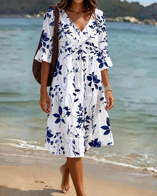 Strappy V-Neck Ruffle Dress