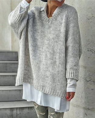 V-Ausschnitt Locker Pullover