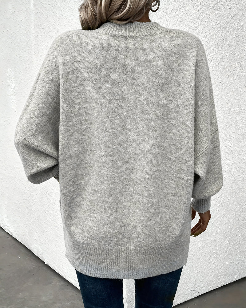 Lantern Sleeve V Neck Sweater