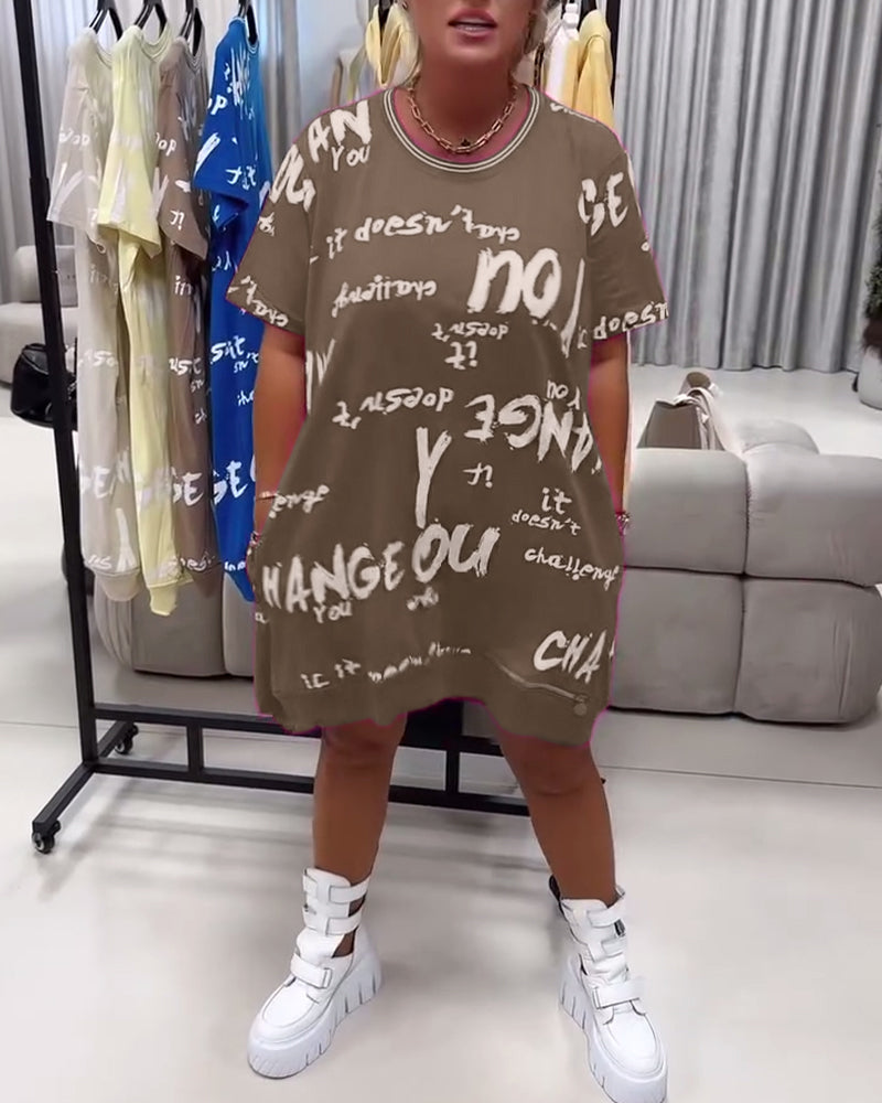 Loose Letter Print Dress