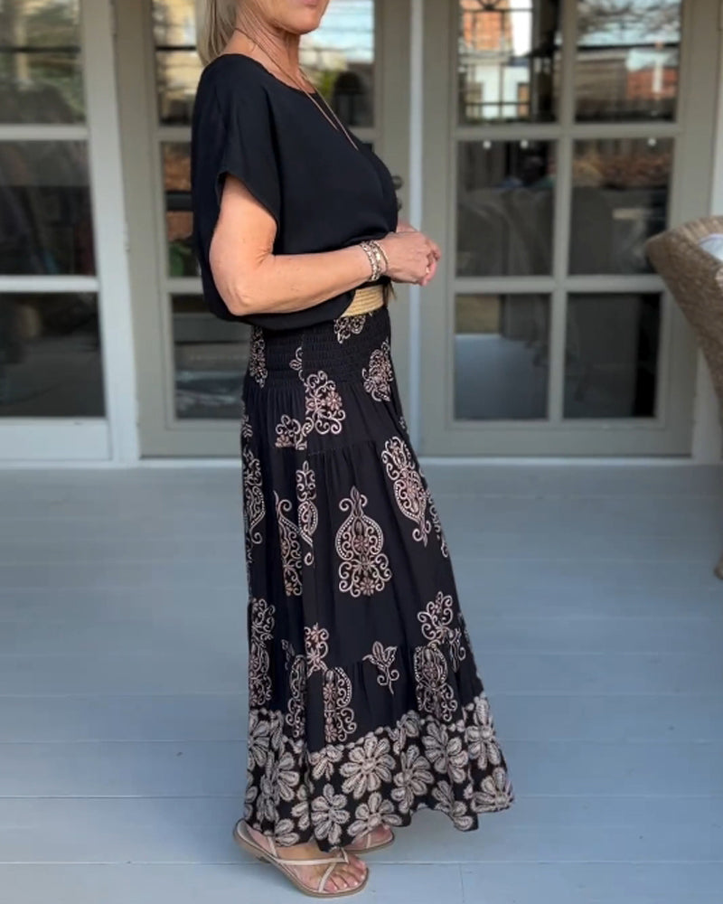 Round neck solid color loose T-shirt