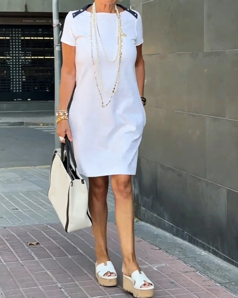 Patchwork Fitted Waist T-Shirt Dress