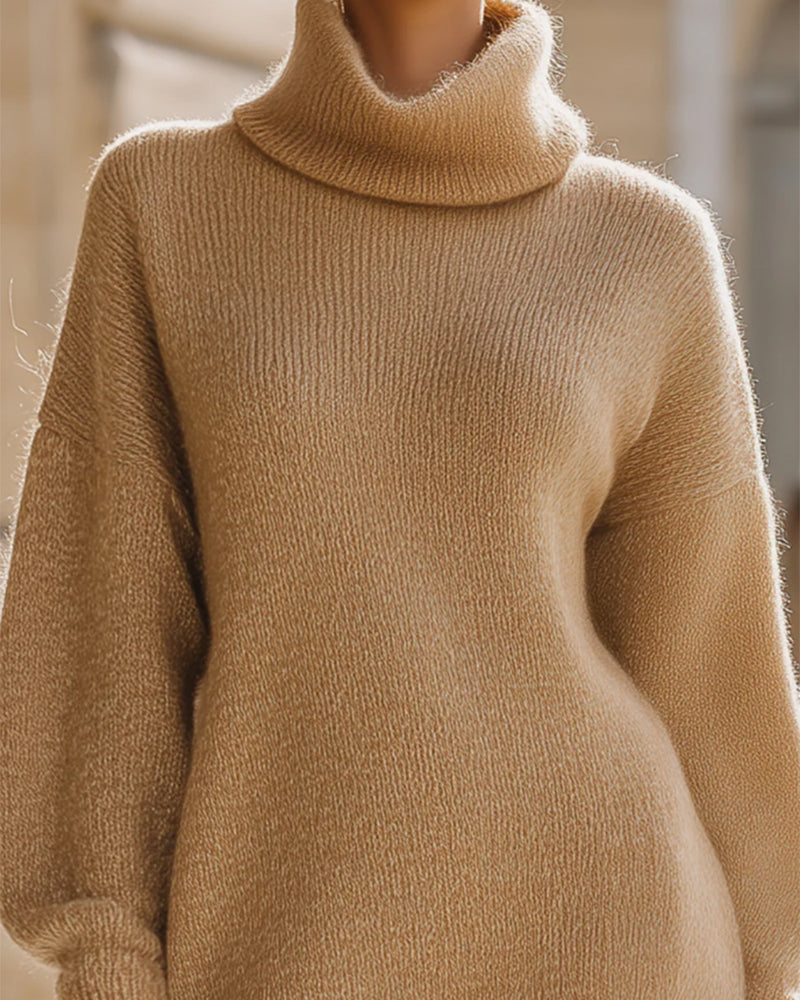 Turtle Collar Fashionable Sweater Dress