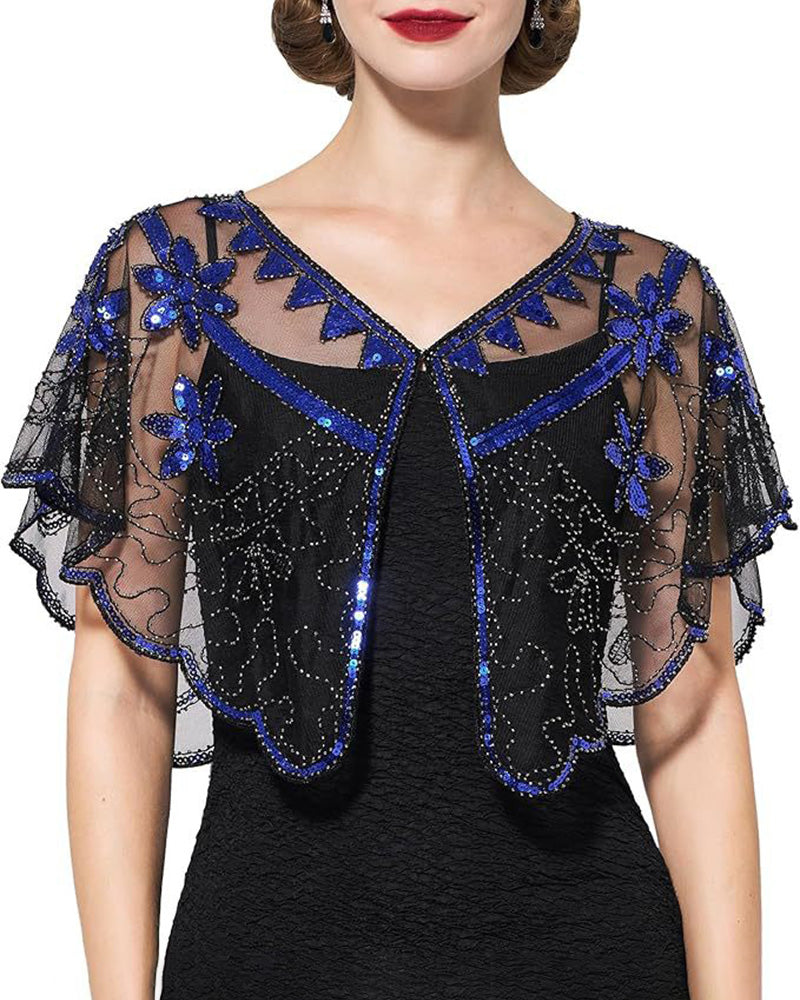 Vintage lace with beads shawl