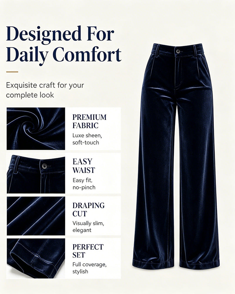 Solid Color Velvet Pocket Long Pants