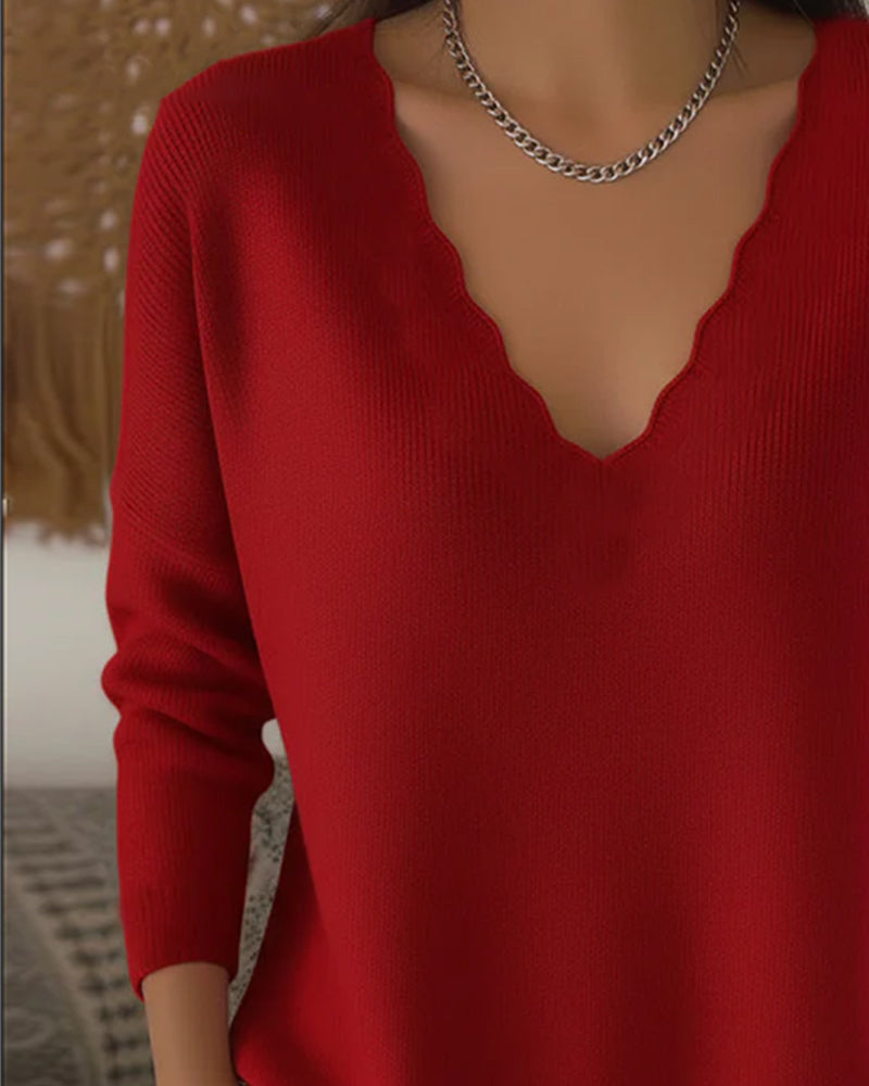 V-Neck Soft Knitted Pullover