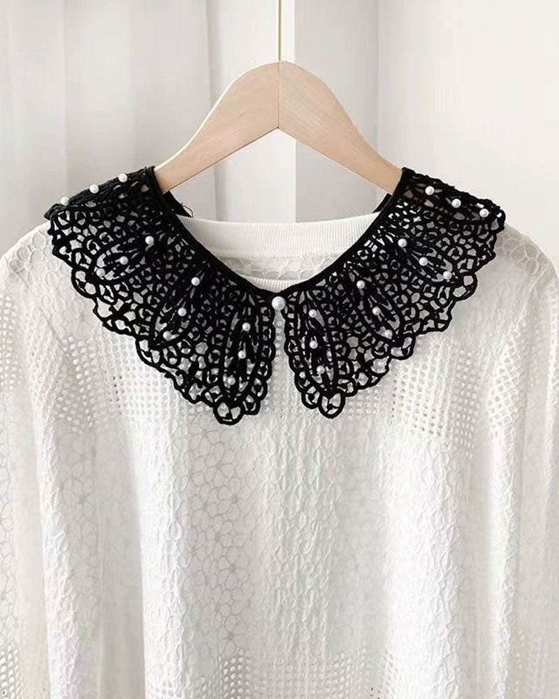 Solid-Color Lace False Collar