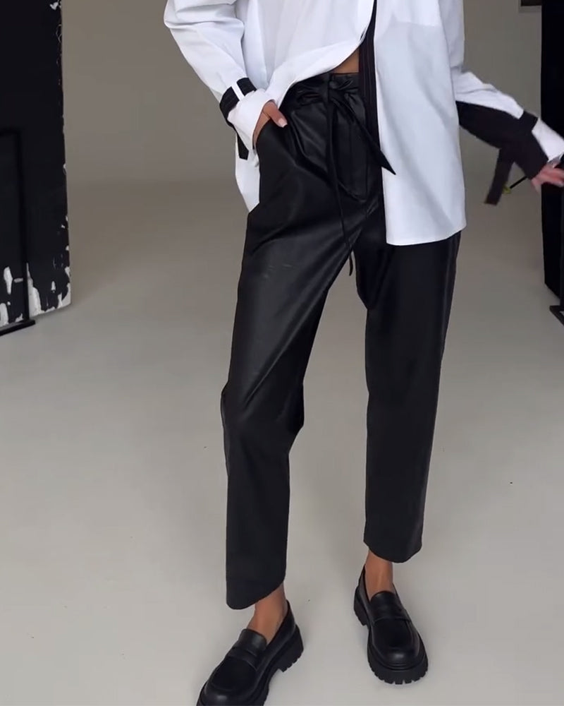 Slim fit leather pants