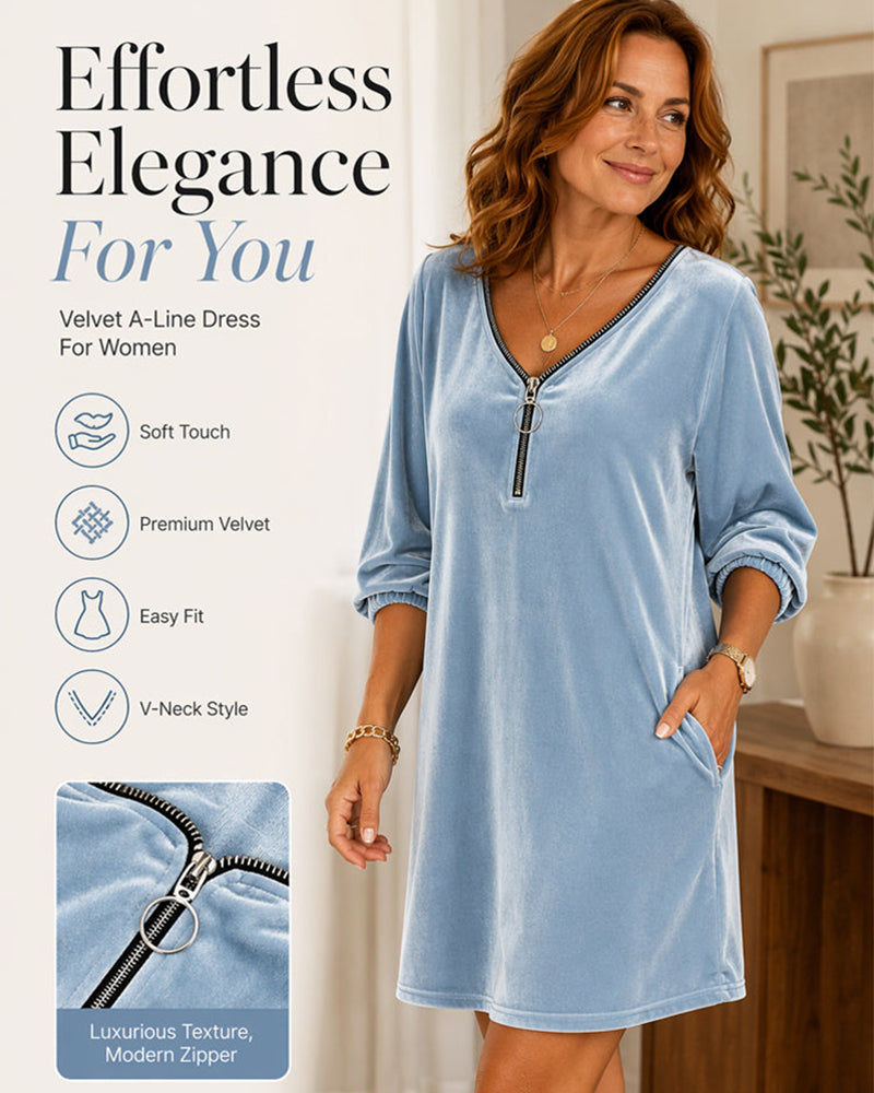 Solid Zip Casual Dress