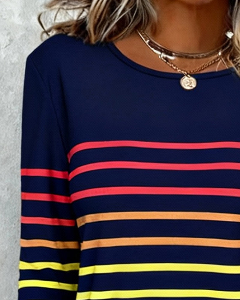 Rainbow Striped Print Top